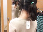 Wife in the store flashing nude while trying out clothes