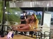 Thailand woman performer flashing cunt and booty in public bar