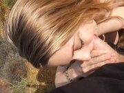 Amateur couple oral sex outdoor while hiking