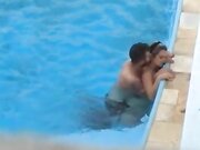 Lustful couple makes sexual intercourse in public swimming pool while hidden voyeur records